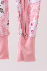 Pink Floral Bamboo Zipper Romper