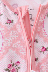 Pink Floral Bamboo Zipper Romper