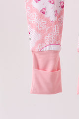 Pink Floral Bamboo Zipper Romper