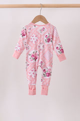 Pink Floral Bamboo Zipper Romper