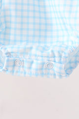 Blue Gingham Candy Corn Embroidery Bubble