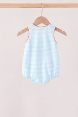 Blue Gingham Candy Corn Embroidery Bubble