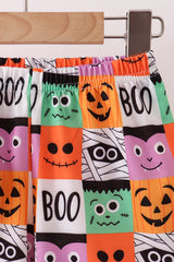 Orange Jack-O-Lantern  Applique Shorts Set