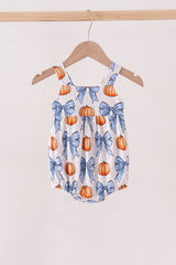 Blue Pumpkin Bow Bamboo Bubble