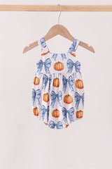Blue Pumpkin Bow Bamboo Bubble
