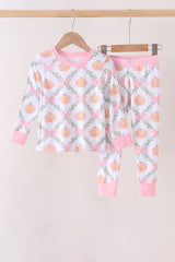 Pink Pumpkin Bow Bmaboo Pants Set