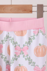 Pink Pumpkin Bow Bmaboo Pants Set