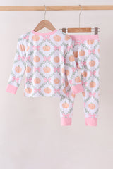 Pink Pumpkin Bow Bmaboo Pants Set