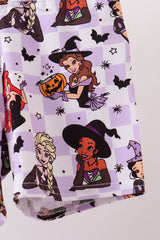 Purple witch bamboo checkered shorts set
