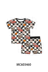 Checkered racing bamboo shorts set