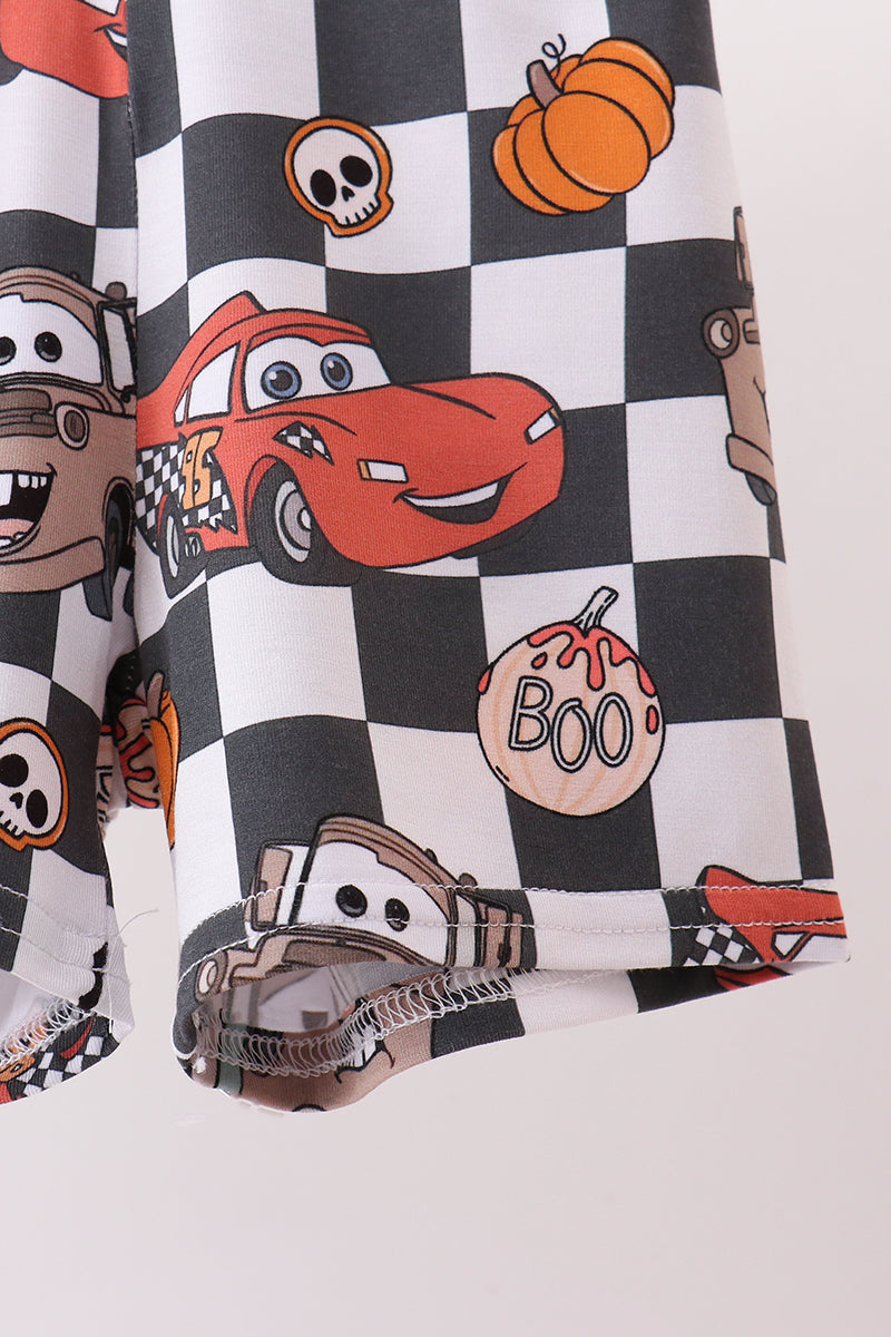 Checkered racing bamboo shorts set