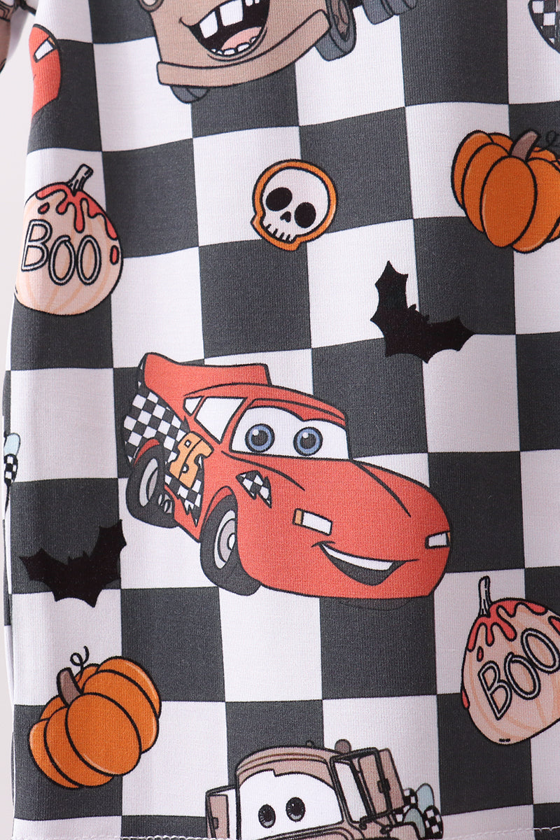 Checkered racing bamboo shorts set