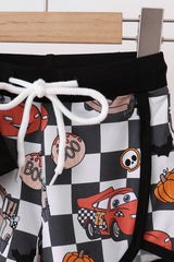 Black racing bamboo shorts set