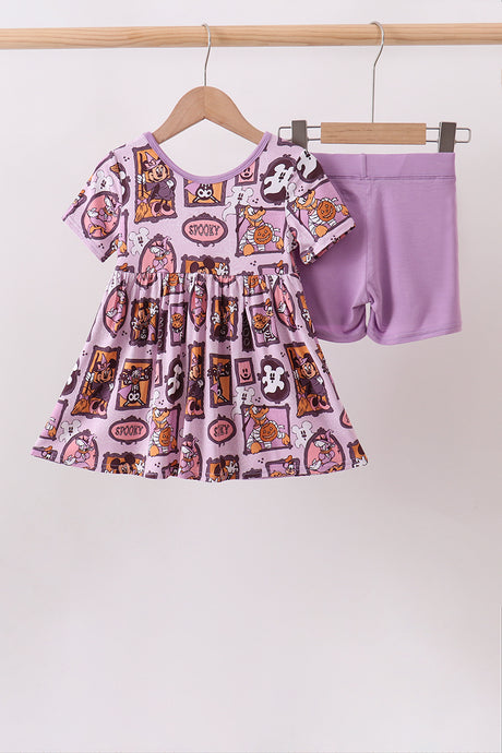 Purple witch bamboo shorts set
