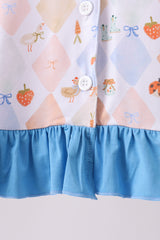 Blue Chicken Bow Bamboo Pajama Pants Set