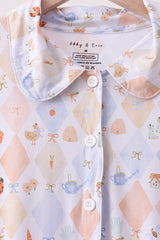 Blue Chicken Bow Bamboo Mom Pajama Pants Set