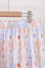 Blue Chicken Bow Bamboo Mom Pajama Pants Set