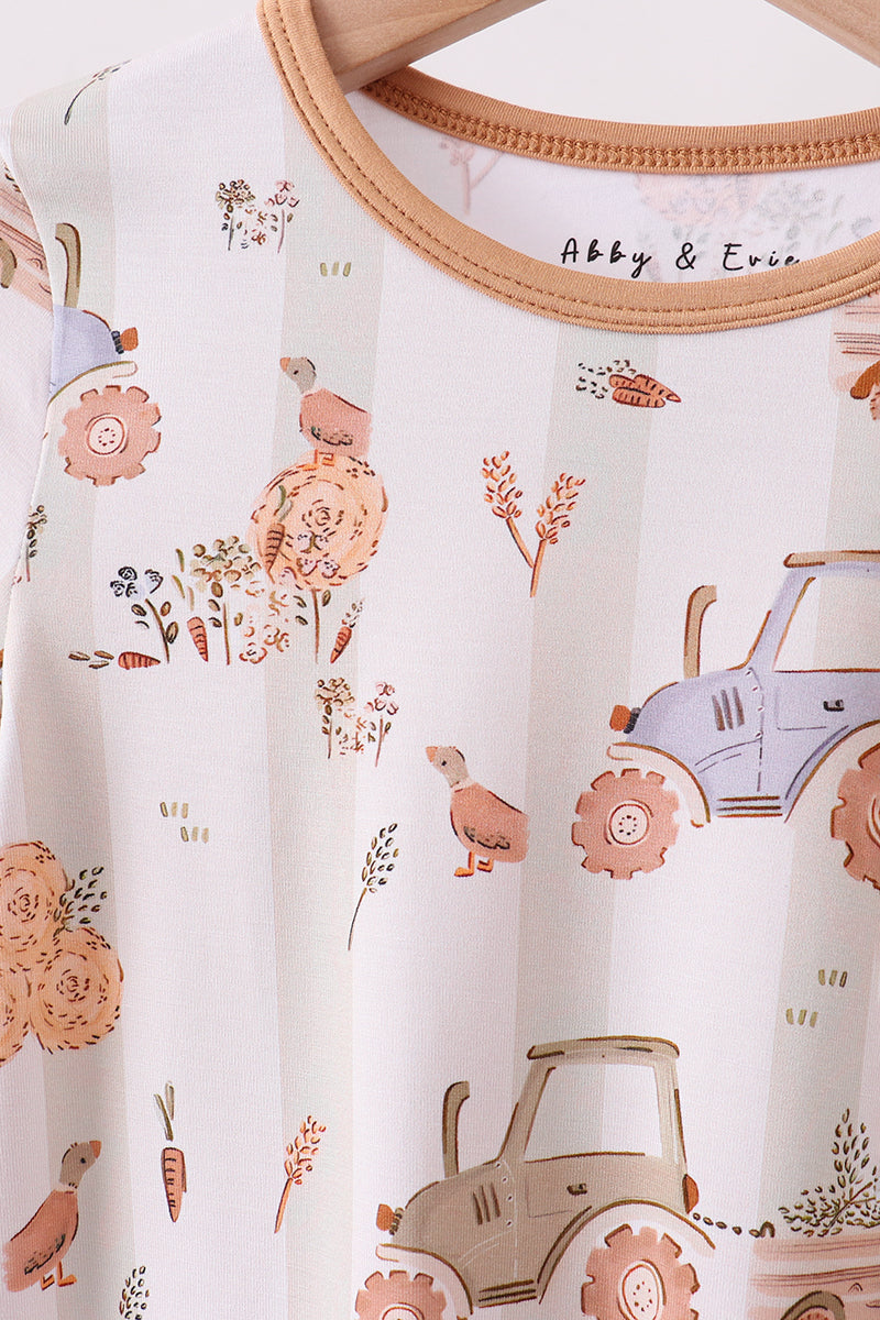 Khaki Farm bamboo Pajama Set