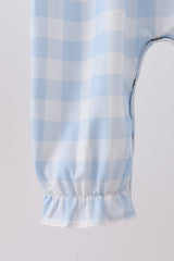 Blue Farm Embroidery Gingham Romper