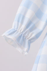 Blue Farm Embroidery Gingham Bloomer Set