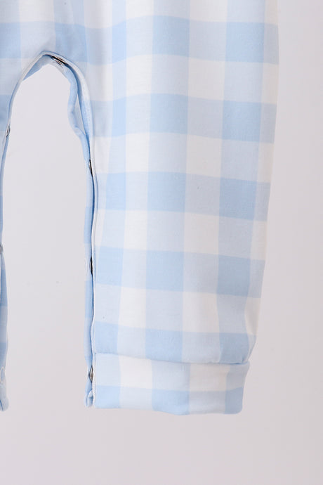 Blue Farm Embroidery Gingham Romper