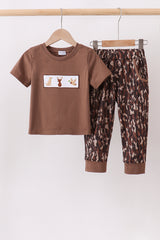 Camouflage hunting embroidery pants set