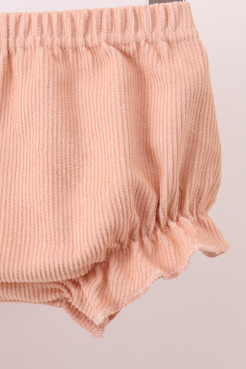 Coral Corduroy Smocked Bloomer Set