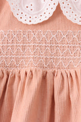 Coral Corduroy Smocked Ruffle Pants Set