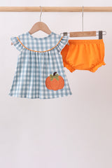 Orange Pumpkin Applique Bloomer Set