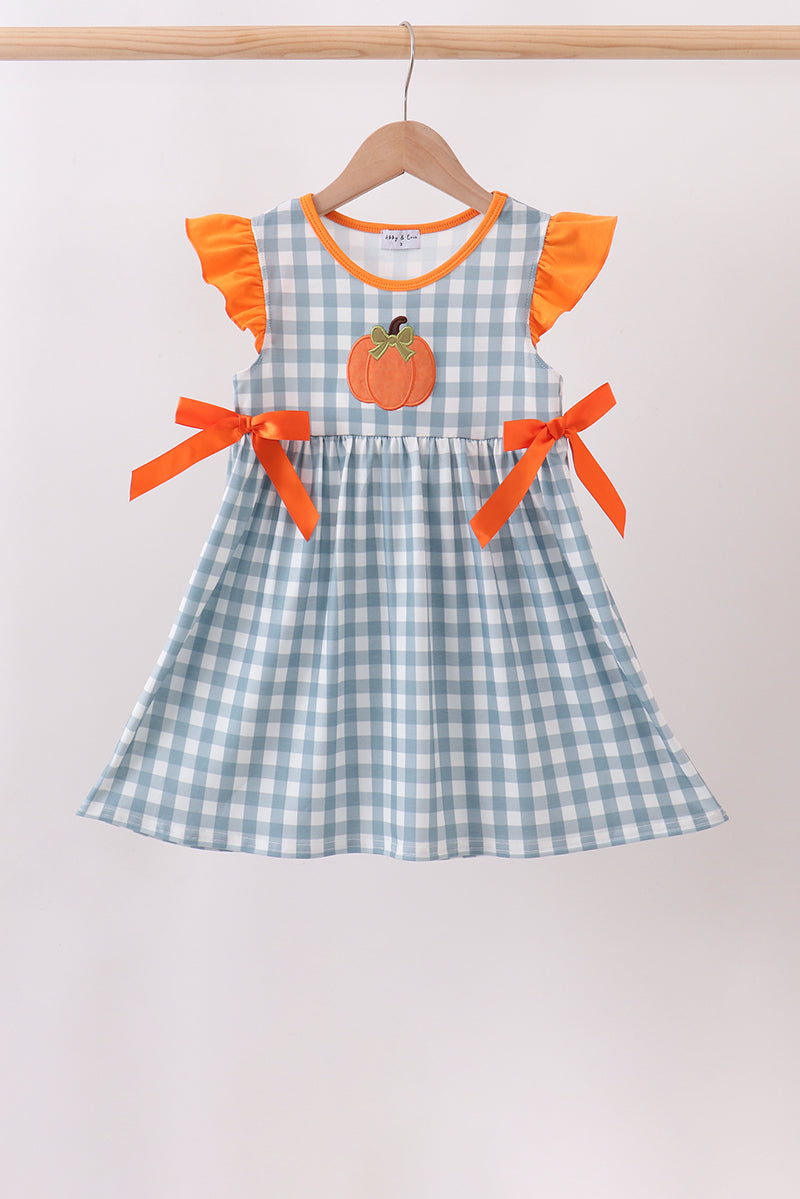 Orange Pumpkin Applique Ruffle Dress