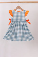 Orange Pumpkin Applique Ruffle Dress