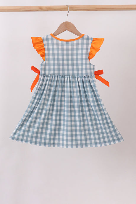 Orange Pumpkin Applique Ruffle Dress