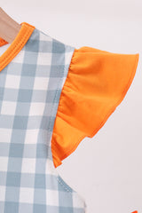 Orange Pumpkin Applique Ruffle Dress