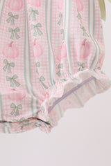 Sage Pumpkin Bow Embroidery Ruffle Bubble