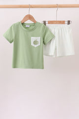 Sage Pumpkin Embroidery Pants Set