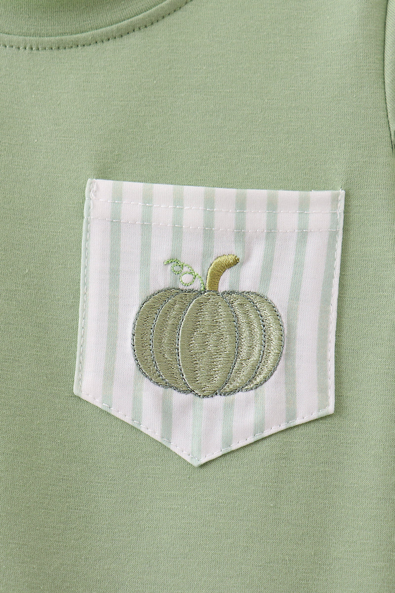Sage Pumpkin Embroidery Pants Set