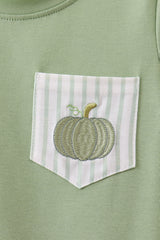Sage Pumpkin Embroidery Pants Set