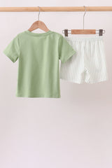 Sage Pumpkin Embroidery Pants Set