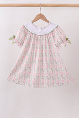 Sage Pumpkin Bow Embroidery Dress