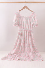 Pumpkin Bow Embroidery Mom Tiered Dress