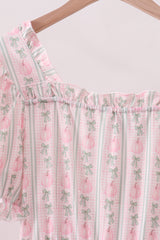 Pumpkin Bow Embroidery Mom Tiered Dress