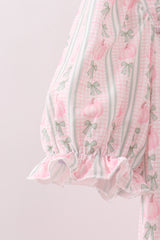 Pumpkin Bow Embroidery Mom Tiered Dress