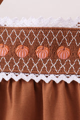 Brown Pumpkin Smocked Lace Set