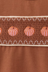 Brown Pumpkin Smocked Top