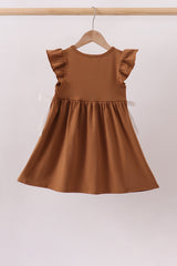 Brown Pumpkin Smocked Lace Dress