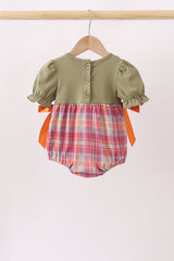 Camel Pumpkin Embroidery Ruffle Plaid Bubble