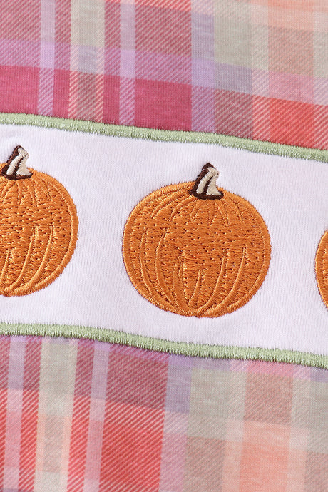 Camel Pumpkin Embroidery Plaid Bubble