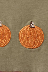 Camel Pumpkin Embroidery Plaid Dress