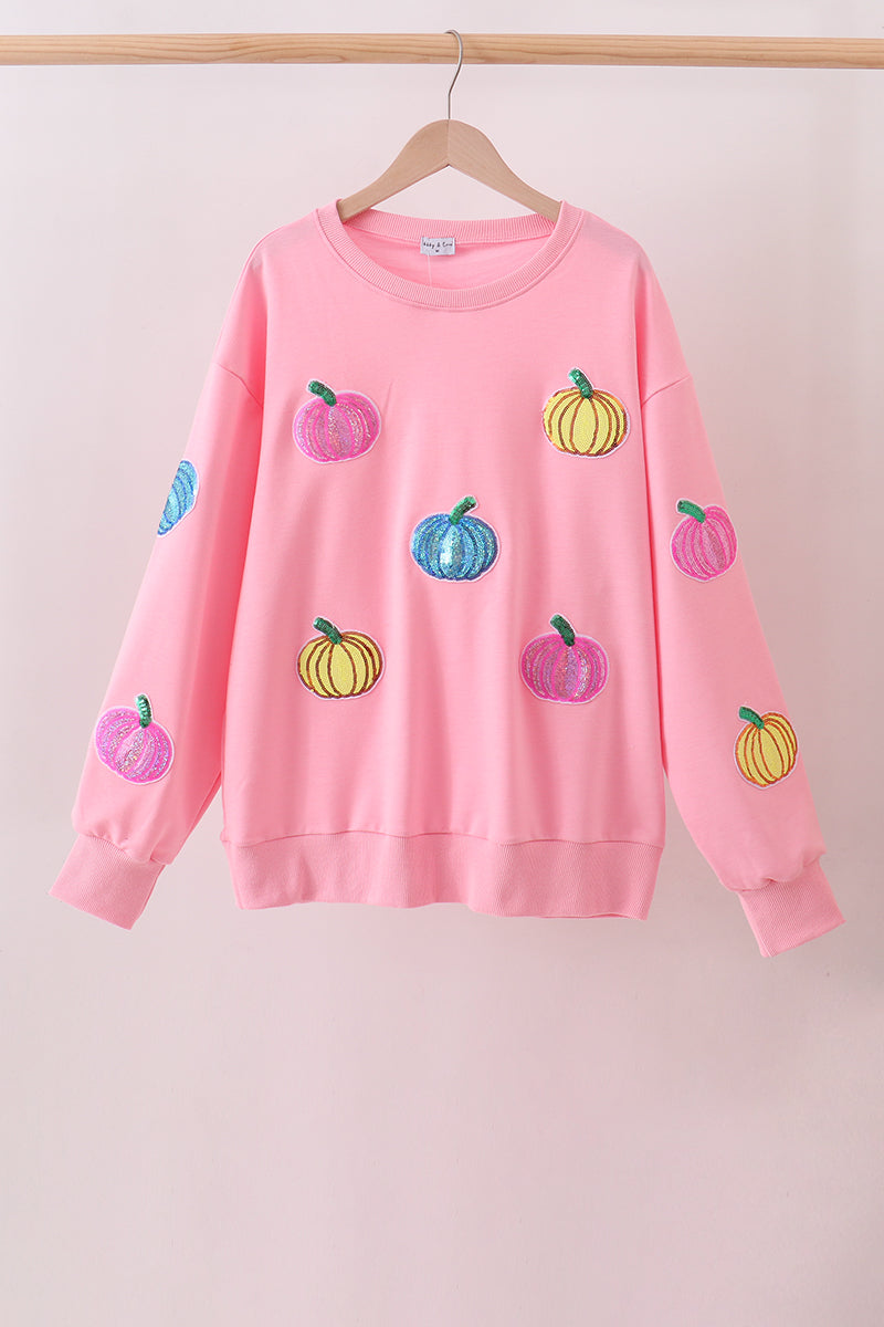 Pink Pumpkin Sequin Mom&me Top