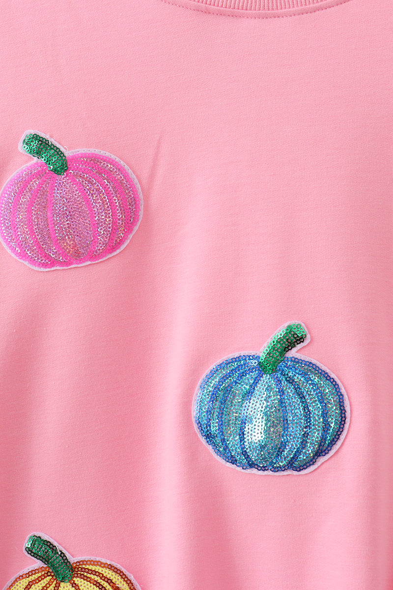 Pink Pumpkin Sequin Mom&me Top